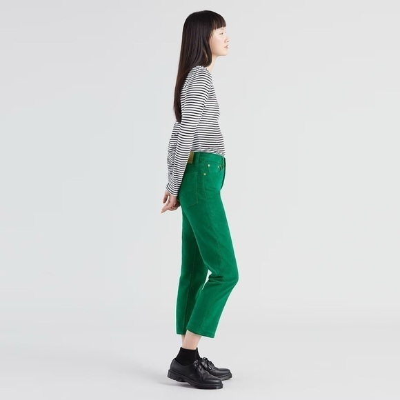 Levi’s Wedgie Straight Fit Green Corduroy Pants - 24 - Picture 2 of 8